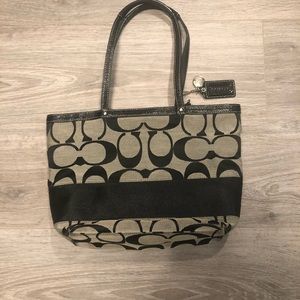 Coach Jacquard/Leather Tote Shoulder Bag